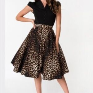 Hell Bunny Panthers Leopard Print Skirt